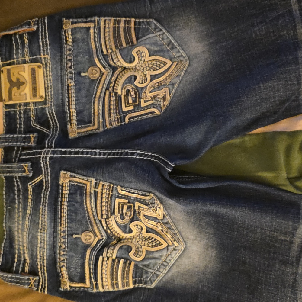 Rock Revival Dark Blue Slim Men's Jeans - Picture 3 of 3